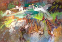 Further flight destinations. Acrylic on paper. 90 cm x 60 cm. 2024 Further flight destinations. Acrylic on paper. 90 cm x 60 cm. 2024