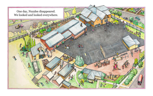 Nuzzles. Internal page spread. Watercolour, pen & ink. 19.05 cm x 23.5 cm. 2017 Nuzzles. Internal page spread. Watercolour, pen & ink. 19.05 cm x 23.5 cm. 2017