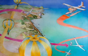 Flight. Michael Dugan. Coloured ink on paper. 38 cm x 25 cm. 1993 Flight. Michael Dugan. Coloured ink on paper. 38 cm x 25 cm. 1993