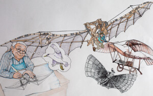 Flight. Michael Dugan. Coloured ink on paper. 38 cm x 25 cm. 1993 Flight. Michael Dugan. Coloured ink on paper. 38 cm x 25 cm. 1993