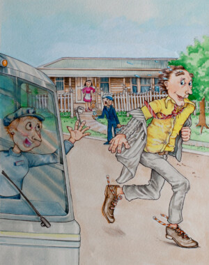 Morning Bath. Joy Cowley. Coloured ink on paper. 16 cm x 22 cm. 1990 Morning Bath. Joy Cowley. Coloured ink on paper. 16 cm x 22 cm. 1990