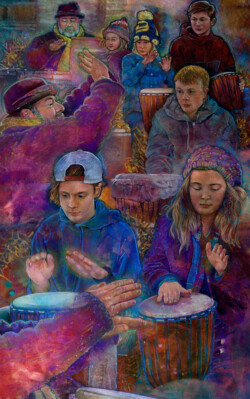 We’re All Drummers at Heart. Pastel drawing with acrylic underpainting on paper. 117 cm x 82.5 cm. 2017 We’re All Drummers at Heart. Pastel drawing with acrylic underpainting on paper. 117 cm x 82.5 cm. 2017