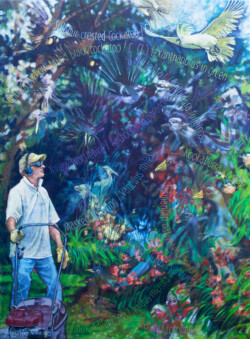 The Cockatoo is Not the Only Bird. Acrylic paint on canvas. 55.8 cm x 70.2 cm. 2015 The Cockatoo is Not the Only Bird. Acrylic paint on canvas. 55.8 cm x 70.2 cm. 2015