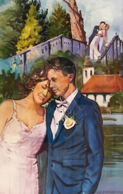 Abby & Dylan. Acrylic & pastel on paper. 32 cm x 50 cm. 2022 Abby & Dylan. Acrylic & pastel on paper. 32 cm x 50 cm. 2022