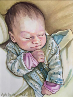 Sleeping infant. Watercolour on paper. 20 cm x 28 cm. 2022 Sleeping infant. Watercolour on paper. 20 cm x 28 cm. 2022