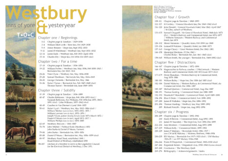 Westbury Inns of Yore & Yesteryear. Table of Contents. 2023 Westbury Inns of Yore & Yesteryear. Table of Contents. 2023