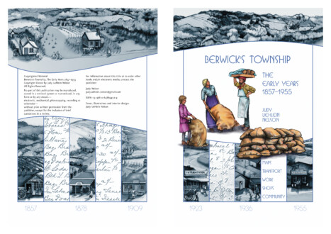 Berwick’s Township, The Early Days 1857–1955. Inside front cover & title page. Internal spread. 2024 Berwick’s Township, The Early Days 1857–1955. Inside front cover & title page. Internal spread. 2024